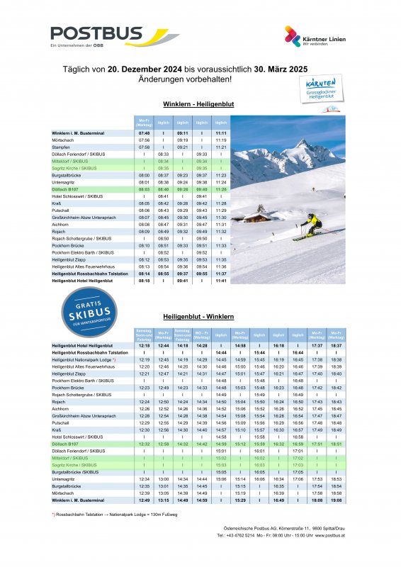 Skibus Sagritz-Heiligenblut