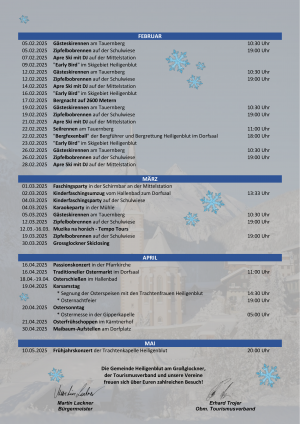 Veranstaltungskalender Heiligenblut Wintersaison 2024/25